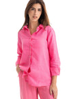 Womens Pink Linen Shirt