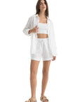 Women`s White Linen Shorts