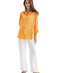 Womens Orange Linen Shirt
