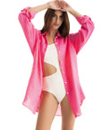 Women's Pink Linen Cover Up