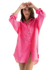 Women's Pink Linen Cover Up