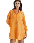 Women's Orange Linen Cover Up