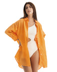 Women's Orange Linen Cover Up