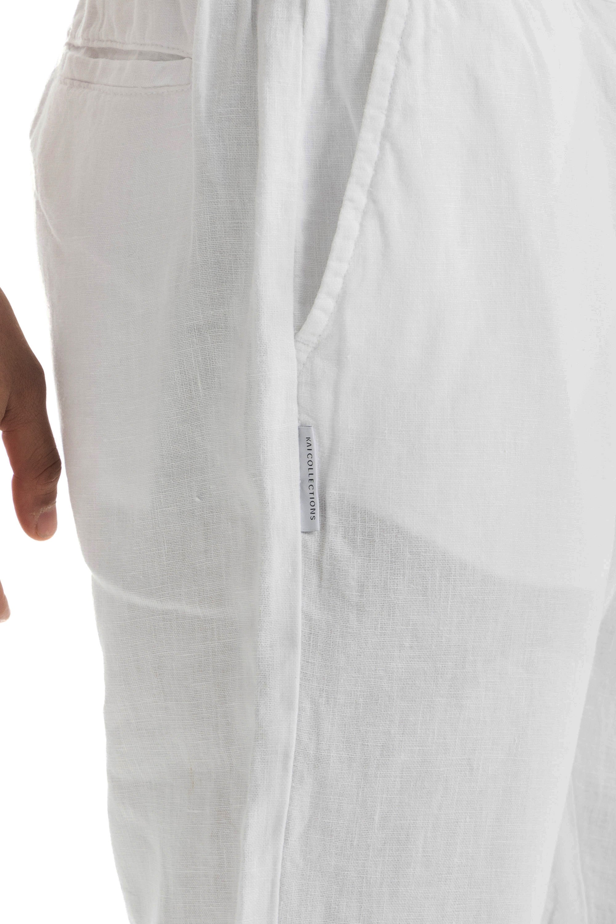 Men`s White Linen Pants