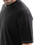 Black Contrast Stitched Oversized T-Shirt
