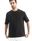 Black Contrast Stitched Oversized T-Shirt