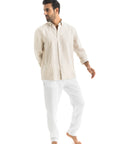 Men's Beige Linen Shirt