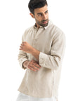 Men's Beige Linen Shirt