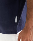 Navy Cuban Linen Shirt Short Sleeve