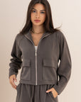 Mocha Modal Zip Up Jacket