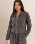 Mocha Modal Zip Up Jacket