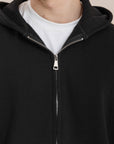 Black Zip Up Distressed Hoodie
