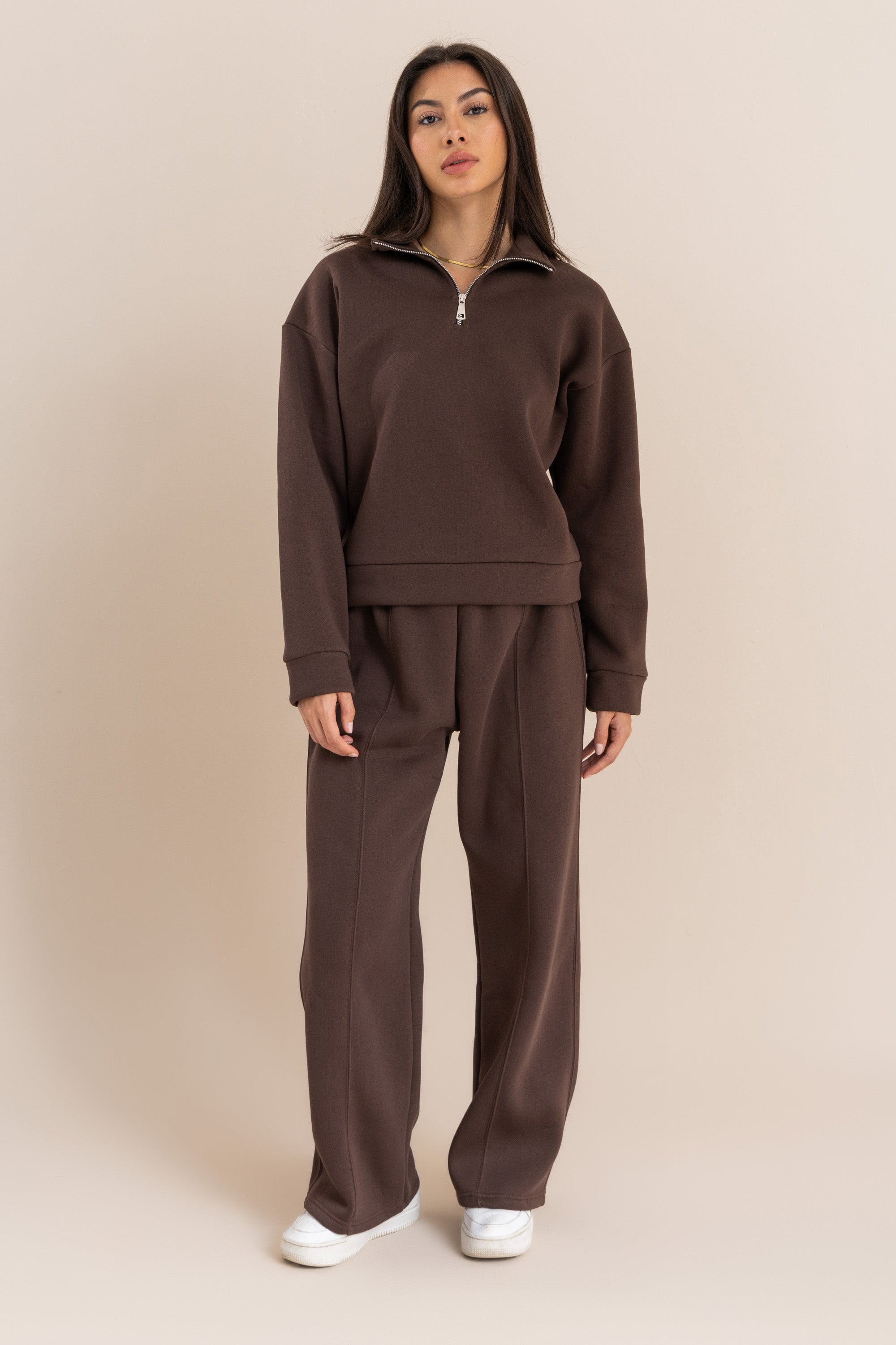 Women's Brown Quarter Zip – Kai Collections