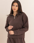 Women's Brown Quarter Zip
