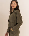 Olive Modal Zip Up Jacket