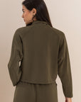 Olive Modal Zip Up Jacket
