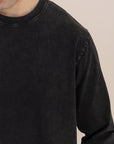 Black Acid Wash Long Sleeve T-Shirt