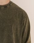 Olive Acid Wash Long Sleeve T-Shirt
