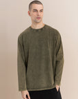 Olive Acid Wash Long Sleeve T-Shirt