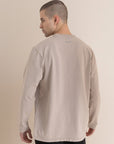 Beige Acid Wash Long Sleeve T-Shirt