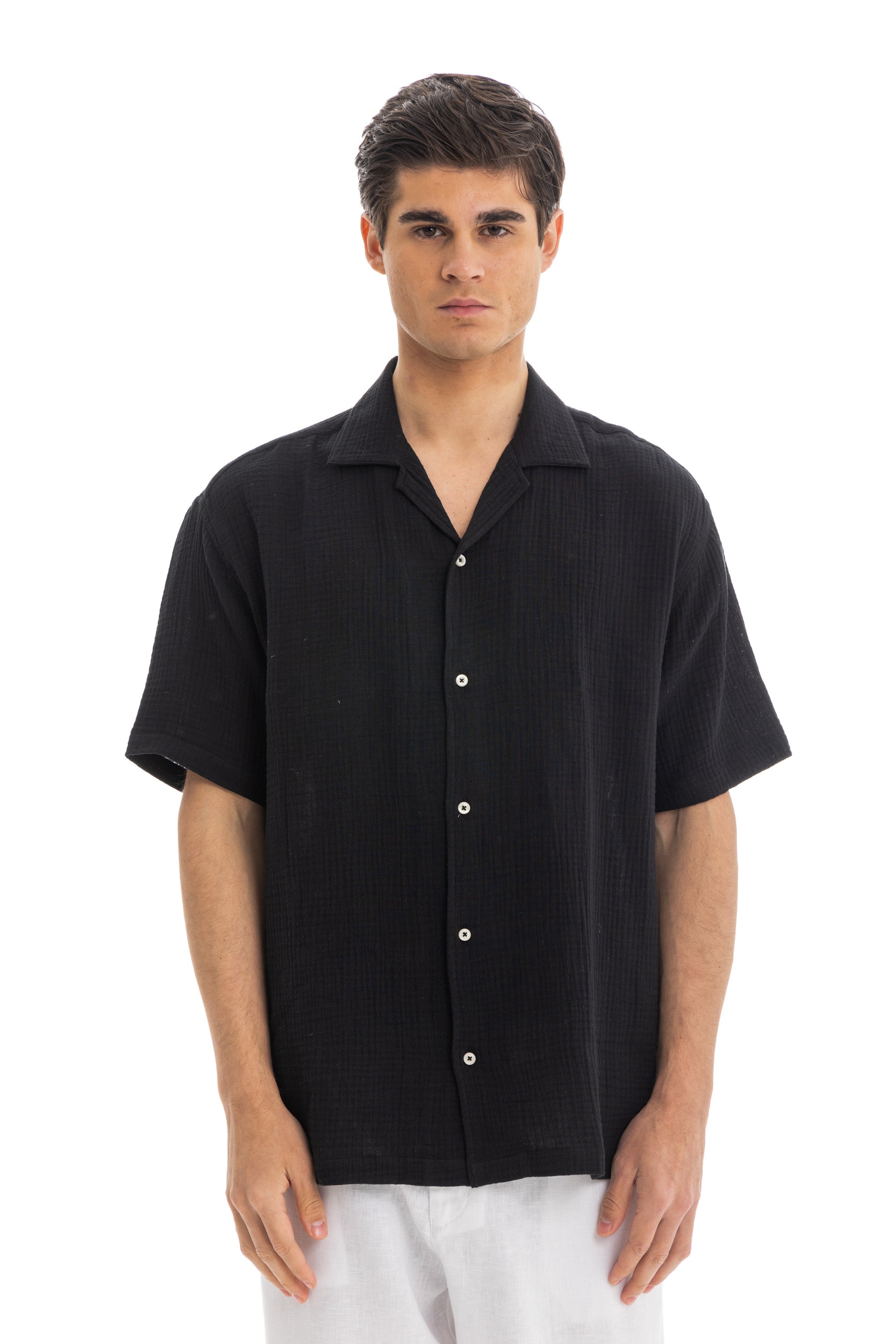 Black Crinkle Texture Shirt – Kai Collections