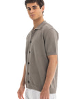Olive Short Sleeve Knitted Shirt