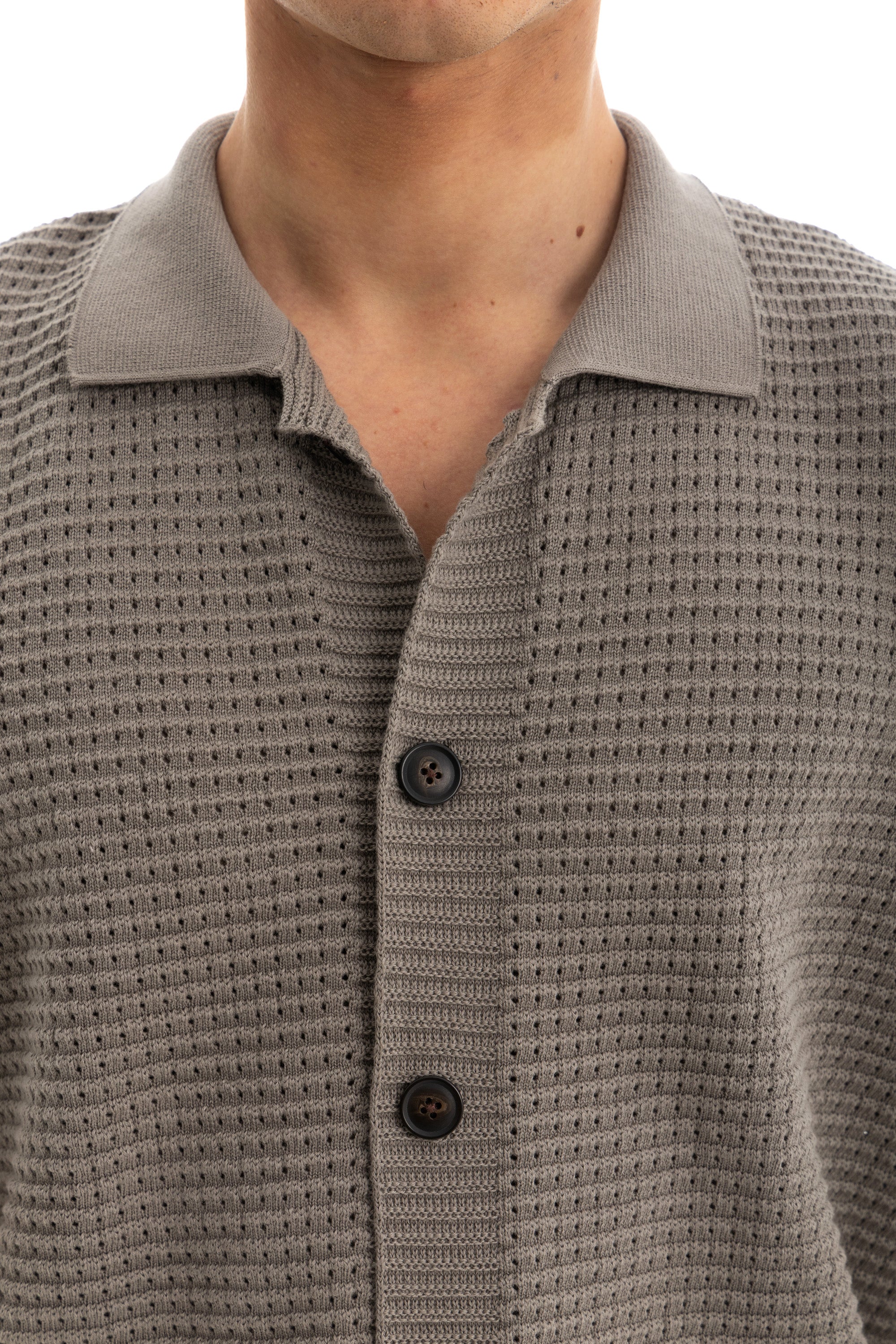 Olive Short Sleeve Knitted Shirt