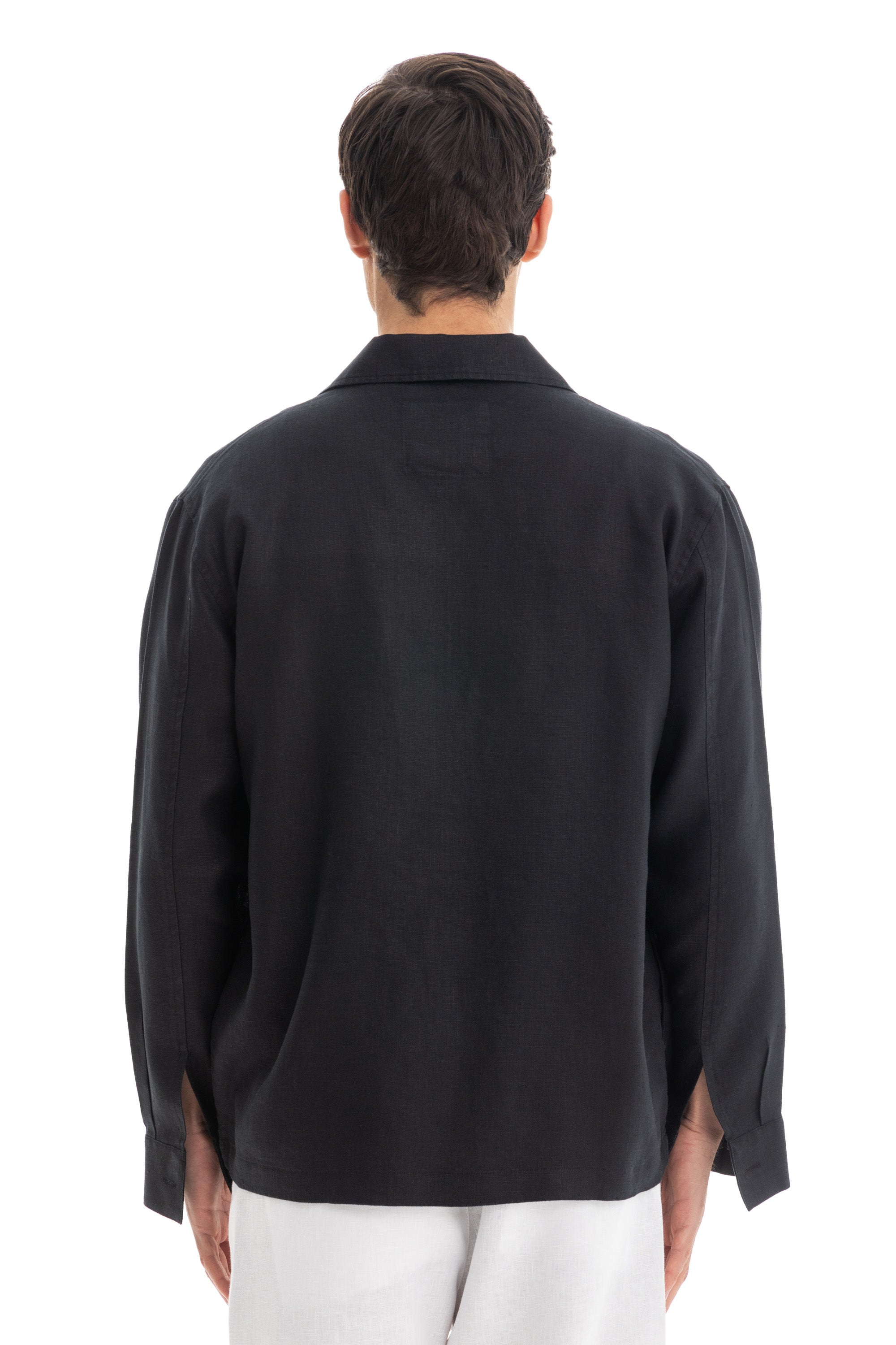 Black Linen Overshirt Jacket