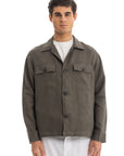 Olive Linen Overshirt Jacket