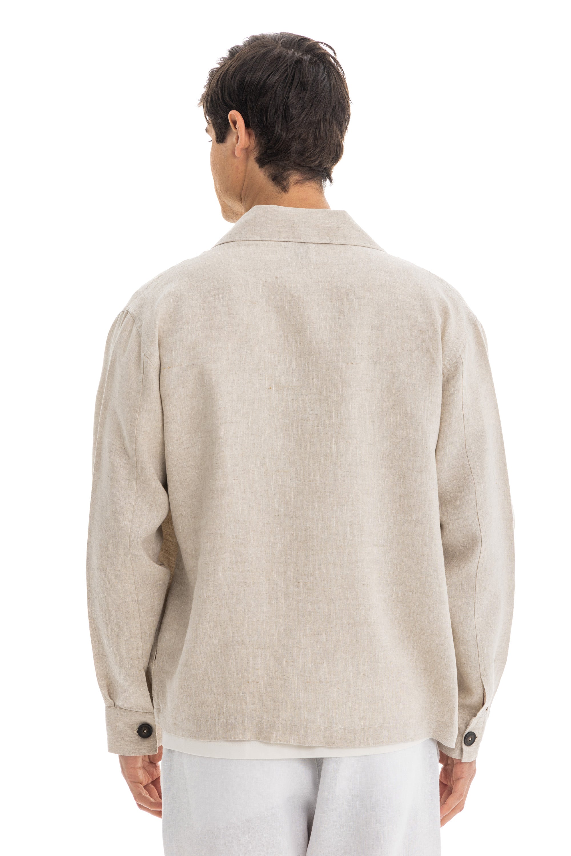 Beige Linen Over Shirt Jacket