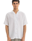 White Cuban Linen Shirt Short Sleeve