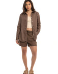 Women's Brown Linen Shirt