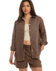 Women's Brown Linen Shirt