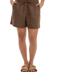 Women's Brown Linen Shorts