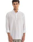 White Kaftan Linen Shirt