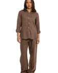 Women's Brown Linen Shirt