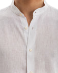 White Semi Collar Linen Shirt