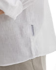 White Semi Collar Linen Shirt