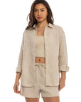 Women's Beige Linen Shorts