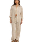 Women's Beige Linen Pants