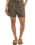 Women's Olive Linen Shorts