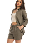 Women's Olive Linen Shirt