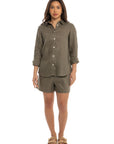 Women's Olive Linen Shirt