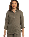 Women's Olive Linen Shirt