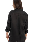 women's black linen shirt