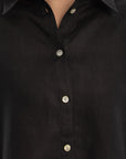 women's black linen shirt