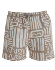 Beige Abstract Swim Shorts