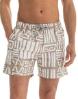 Beige Abstract Swim Shorts