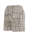 Beige Abstract Swim Shorts