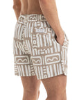 Beige Abstract Swim Shorts